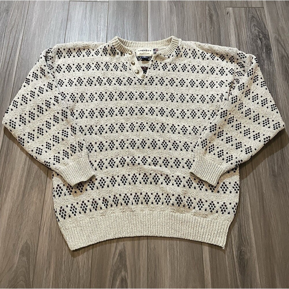 Vintage Liberty Old Glory Mens 100% Cotton Pullover Sweater Liberty XL